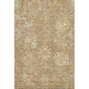 HomeRoots 10' X 14' Elegant Khaki and Beige Damask Area Rug - Washable, UV Protected, Stain-Resistant Design 684298