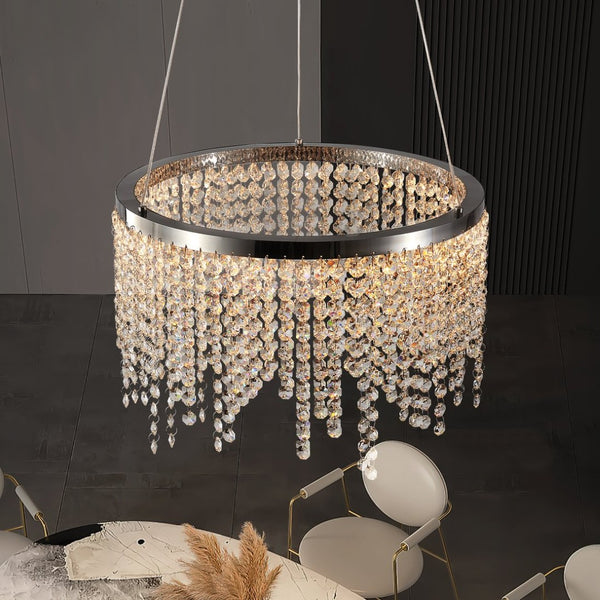 English Elm 16-inch K9 Crystal Led Chandelier Polished Chrome Selectable Warm Daylight Glow W2312P415978