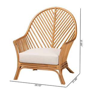 English Elm Bohemian Natural Rattan Arm Chair with Chevron Weave and Removable Cushion Seat B2750P467755