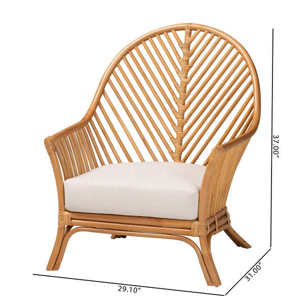 English Elm Bohemian Natural Rattan Arm Chair with Chevron Weave and Removable Cushion Seat B2750P467755