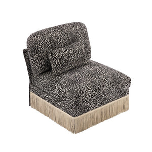 English Elm Armless Modular Sofa Leopard Chenille Upholstered Glam Living Room Accent Piece Khaki+Black W5656P454411