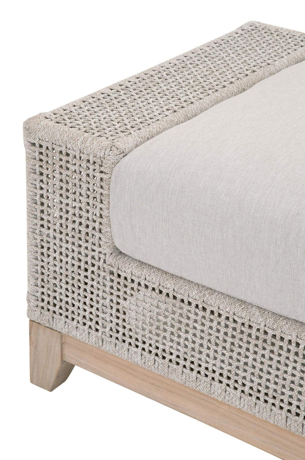 Essentials for Living Tropez Outdoor Ottoman Teak Base Woven Rope Olefin Cushion Patio Accent 6843-0.WTA/PUM/GT