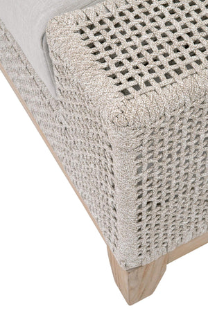 Essentials for Living Tropez Outdoor Ottoman Teak Base Woven Rope Olefin Cushion Patio Accent 6843-0.WTA/PUM/GT