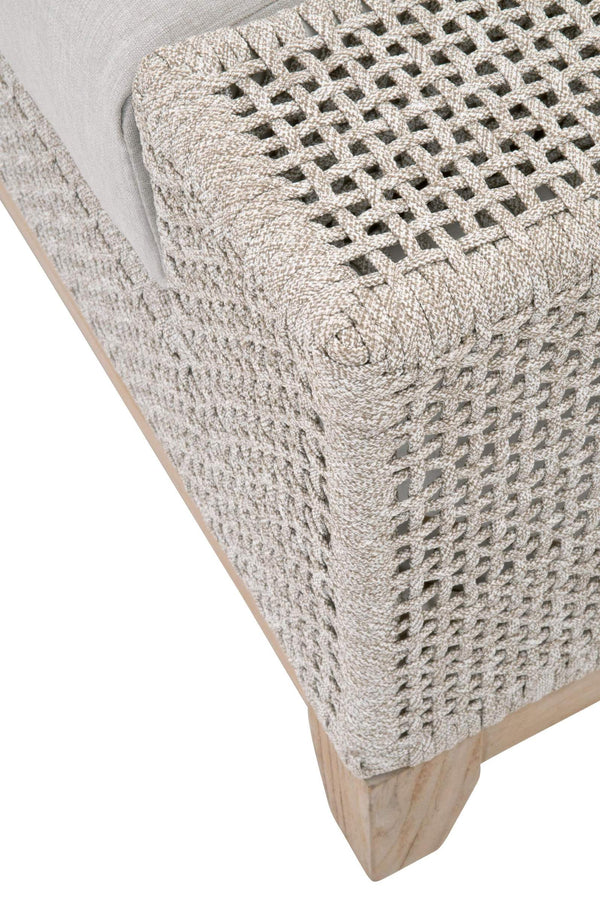 Essentials for Living Tropez Outdoor Ottoman Teak Base Woven Rope Olefin Cushion Patio Accent 6843-0.WTA/PUM/GT