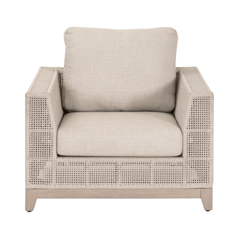 Essentials for Living Tropez Outdoor Accent Chair Teak Base Hand Woven Rope Frame Patio Lounge Seating 6843-1.OAT/ECR/W-ET