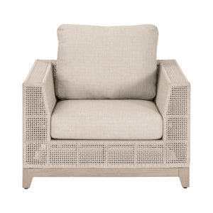 Essentials for Living Tropez Outdoor Accent Chair Teak Base Hand Woven Rope Frame Patio Lounge Seating 6843-1.OAT/ECR/W-ET