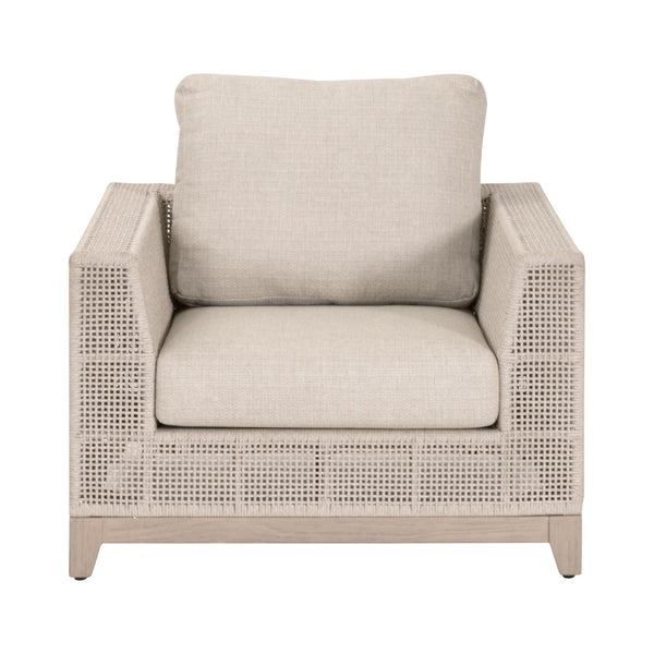 Essentials for Living Tropez Outdoor Accent Chair Teak Base Hand Woven Rope Frame Patio Lounge Seating 6843-1.OAT/ECR/W-ET