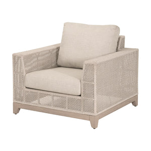Essentials for Living Tropez Outdoor Accent Chair Teak Base Hand Woven Rope Frame Patio Lounge Seating 6843-1.OAT/ECR/W-ET