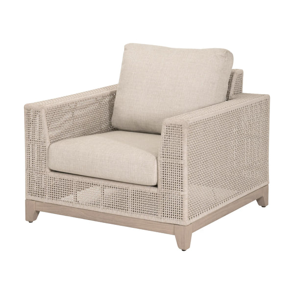 Essentials for Living Tropez Outdoor Accent Chair Teak Base Hand Woven Rope Frame Patio Lounge Seating 6843-1.OAT/ECR/W-ET