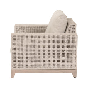 Essentials for Living Tropez Outdoor Accent Chair Teak Base Hand Woven Rope Frame Patio Lounge Seating 6843-1.OAT/ECR/W-ET