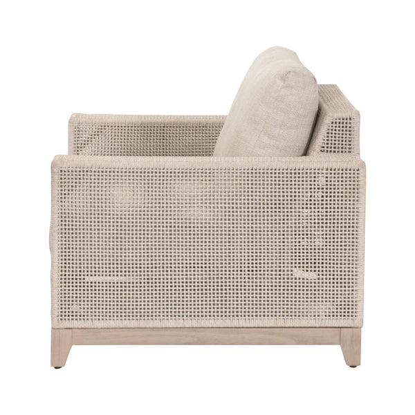 Essentials for Living Tropez Outdoor Accent Chair Teak Base Hand Woven Rope Frame Patio Lounge Seating 6843-1.OAT/ECR/W-ET