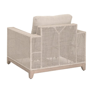 Essentials for Living Tropez Outdoor Accent Chair Teak Base Hand Woven Rope Frame Patio Lounge Seating 6843-1.OAT/ECR/W-ET