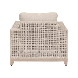 Essentials for Living Tropez Outdoor Accent Chair Teak Base Hand Woven Rope Frame Patio Lounge Seating 6843-1.OAT/ECR/W-ET
