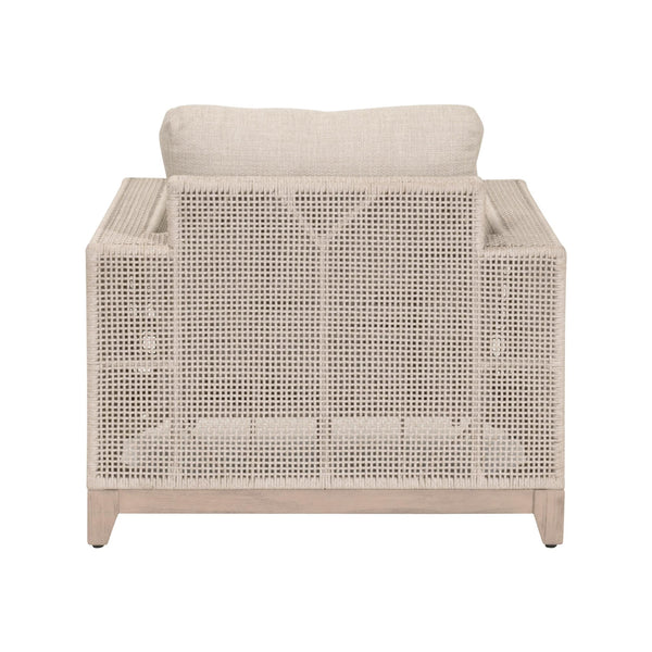 Essentials for Living Tropez Outdoor Accent Chair Teak Base Hand Woven Rope Frame Patio Lounge Seating 6843-1.OAT/ECR/W-ET