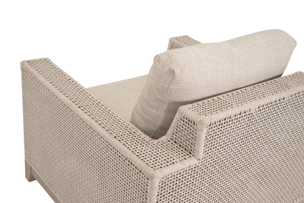 Essentials for Living Tropez Outdoor Accent Chair Teak Base Hand Woven Rope Frame Patio Lounge Seating 6843-1.OAT/ECR/W-ET