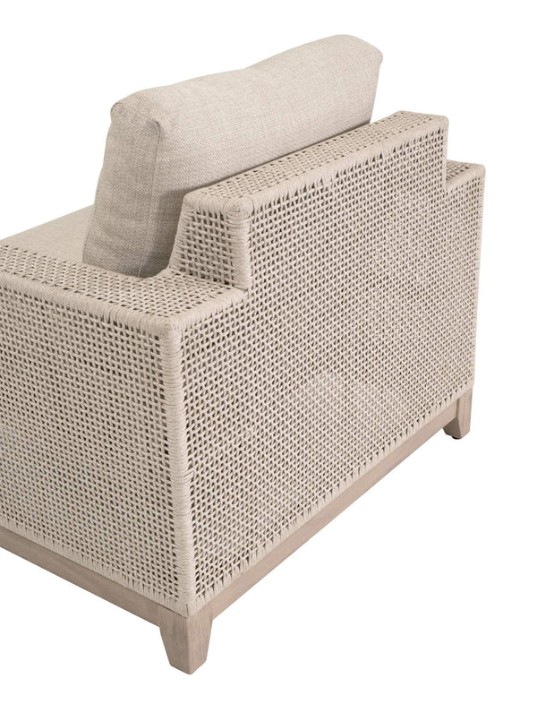 Essentials for Living Tropez Outdoor Accent Chair Teak Base Hand Woven Rope Frame Patio Lounge Seating 6843-1.OAT/ECR/W-ET