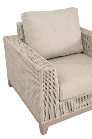 Essentials for Living Tropez Outdoor Accent Chair Teak Base Hand Woven Rope Frame Patio Lounge Seating 6843-1.OAT/ECR/W-ET