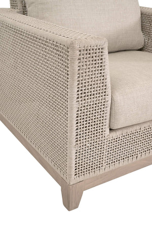 Essentials for Living Tropez Outdoor Accent Chair Teak Base Hand Woven Rope Frame Patio Lounge Seating 6843-1.OAT/ECR/W-ET