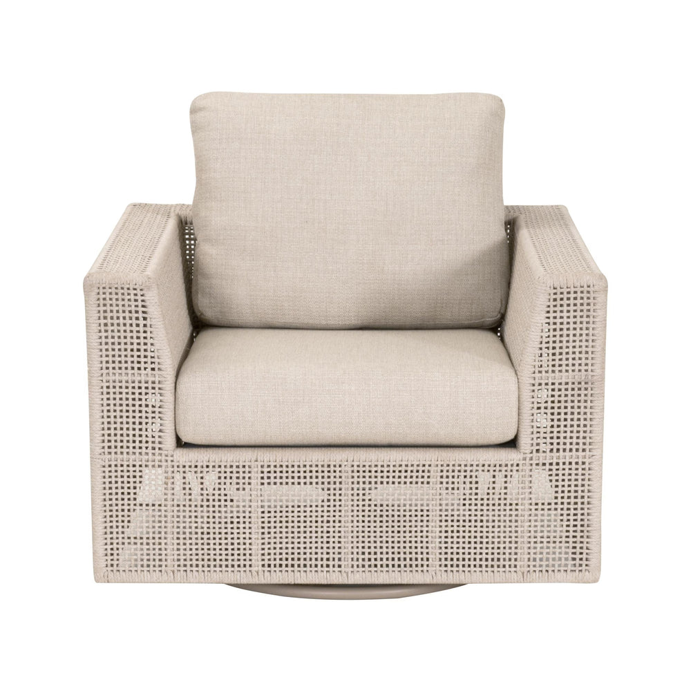 Essentials for Living Tropez Outdoor Swivel Rocker Chair with Hand-woven Rope Frame and Olefin Cushions 6843-1SRCK.OAT/ECR