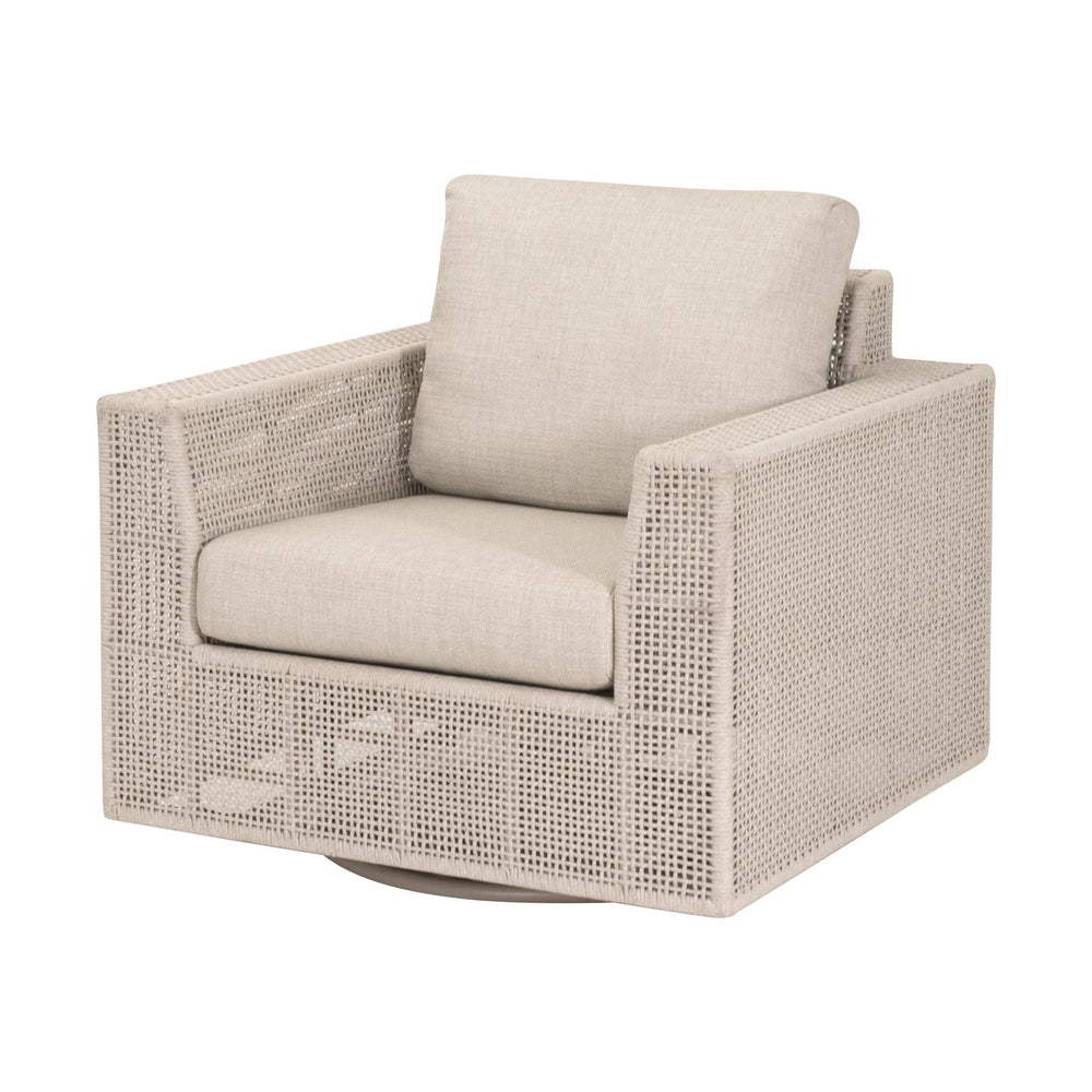 Essentials for Living Tropez Outdoor Swivel Rocker Chair with Hand-woven Rope Frame and Olefin Cushions 6843-1SRCK.OAT/ECR
