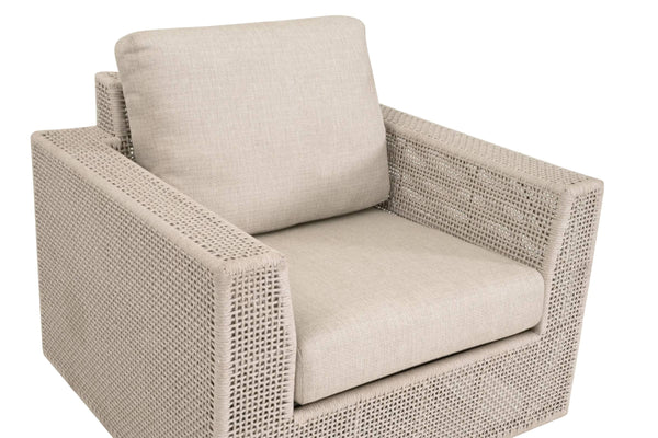 Essentials for Living Tropez Outdoor Swivel Rocker Chair with Hand-woven Rope Frame and Olefin Cushions 6843-1SRCK.OAT/ECR