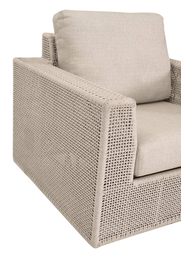 Essentials for Living Tropez Outdoor Swivel Rocker Chair with Hand-woven Rope Frame and Olefin Cushions 6843-1SRCK.OAT/ECR