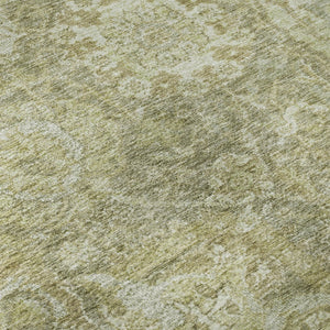 HomeRoots 8' Sage and Ivory Damask Round Rug - Washable, UV-Protected, Stylish & Durable for Any Room 684307
