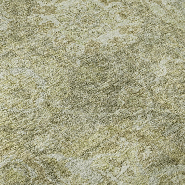 HomeRoots 8' Sage and Ivory Damask Round Rug - Washable, UV-Protected, Stylish & Durable for Any Room 684307