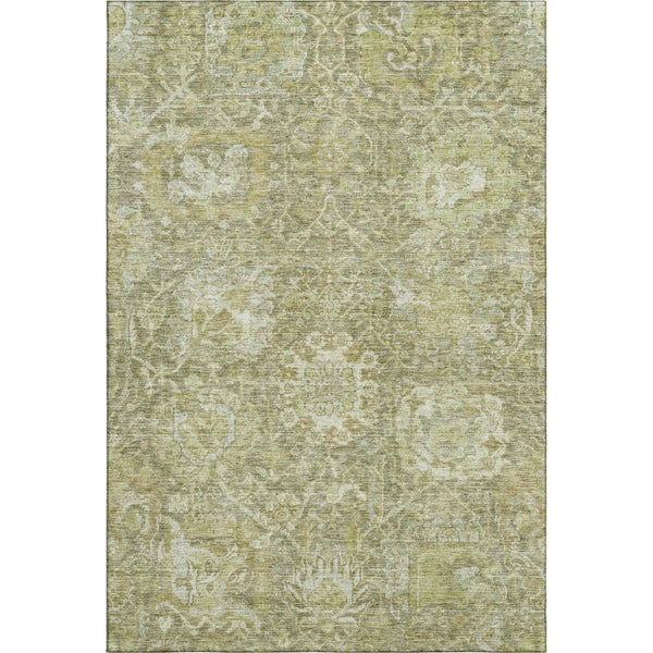 HomeRoots 8' X 10' Sage Damask Area Rug - Washable, UV Protected, Durable for Homes with Kids and Pets 684308