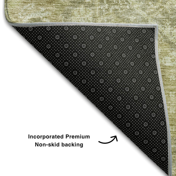 HomeRoots 8' X 10' Sage Damask Area Rug - Washable, UV Protected, Durable for Homes with Kids and Pets 684308
