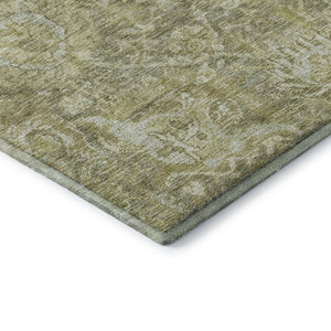 HomeRoots 8' X 10' Sage Damask Area Rug - Washable, UV Protected, Durable for Homes with Kids and Pets 684308