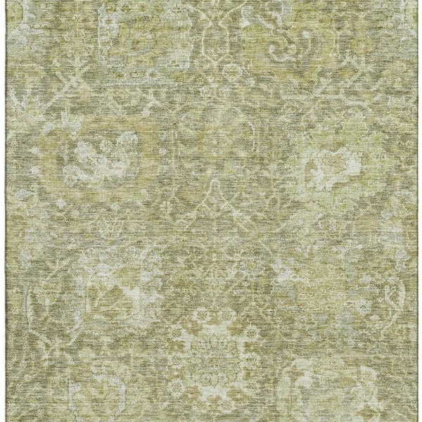HomeRoots 8' X 10' Sage Damask Area Rug - Washable, UV Protected, Durable for Homes with Kids and Pets 684308