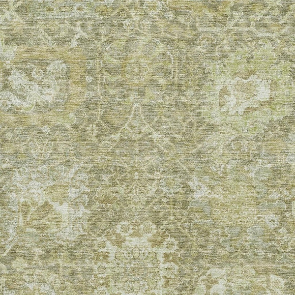 HomeRoots 9' X 12' Elegant Sage and Ivory Damask Area Rug - Washable, UV Protected, Stain Resistant Design 684309