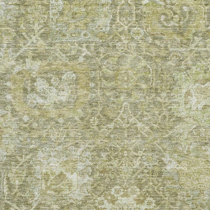 HomeRoots 10' X 14' Sage & Ivory Damask Washable Area Rug - Durable, UV-Protected, Stylish for Any Space! 684310