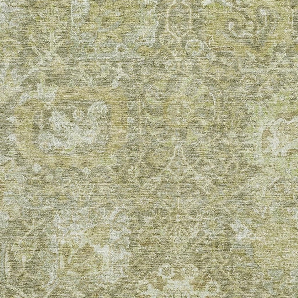 HomeRoots 10' X 14' Sage & Ivory Damask Washable Area Rug - Durable, UV-Protected, Stylish for Any Space! 684310