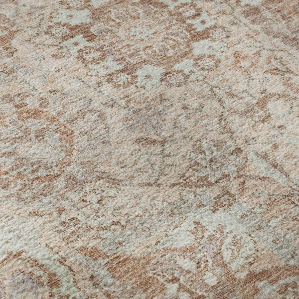 HomeRoots 8' X 10' Coral Ivory Rust Damask Area Rug - Washable, UV Protected, Stain Resistant for Busy Homes 684314