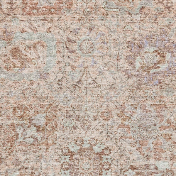 HomeRoots 10' Coral Ivory and Rust Damask Area Rug - Washable, UV Protected, Stain-Resistant Design for Homes 684316