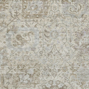 HomeRoots 8' X 10' Ivory and Gray Damask Area Rug - Washable, UV Protected, Stain-Resistant, Stylish Design 684320