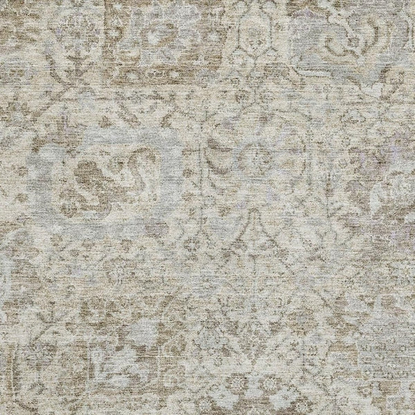 HomeRoots 8' X 10' Ivory and Gray Damask Area Rug - Washable, UV Protected, Stain-Resistant, Stylish Design 684320