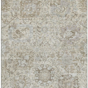 HomeRoots 8' X 10' Ivory and Gray Damask Area Rug - Washable, UV Protected, Stain-Resistant, Stylish Design 684320