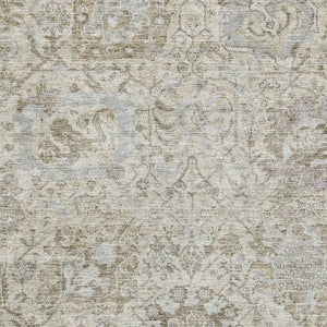 HomeRoots 9' X 12' Ivory and Gray Damask Area Rug - Washable, UV Protected, Stain Resistant for Family Homes 684321
