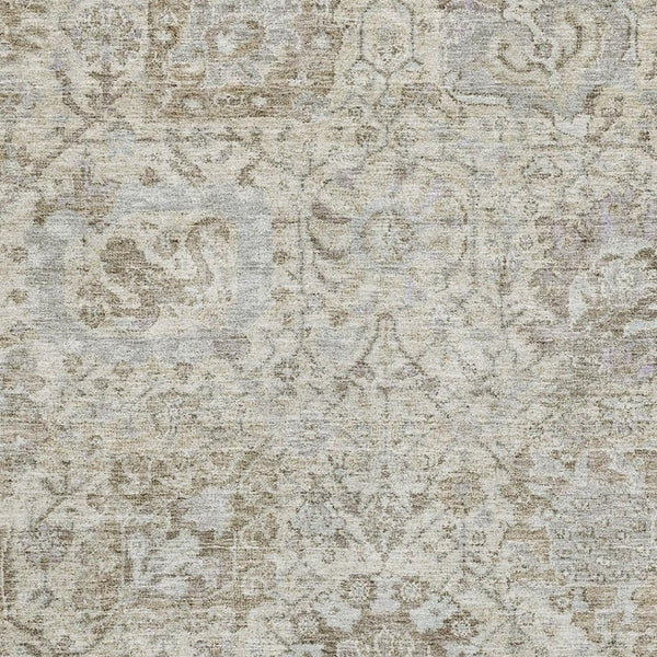 HomeRoots 9' X 12' Ivory and Gray Damask Area Rug - Washable, UV Protected, Stain Resistant for Family Homes 684321