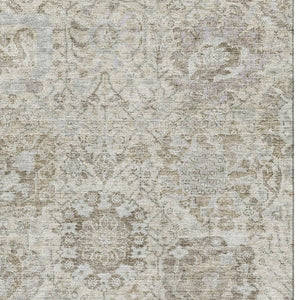 HomeRoots 10' X 14' Ivory and Gray Damask Rug - Washable, UV Protected, Stain-Resistant for High-Traffic Areas 684322
