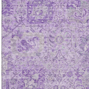HomeRoots 8' X 10' Elegant Lavender and Ivory Damask Area Rug - Washable, UV Protected, Perfect for Families! 684326