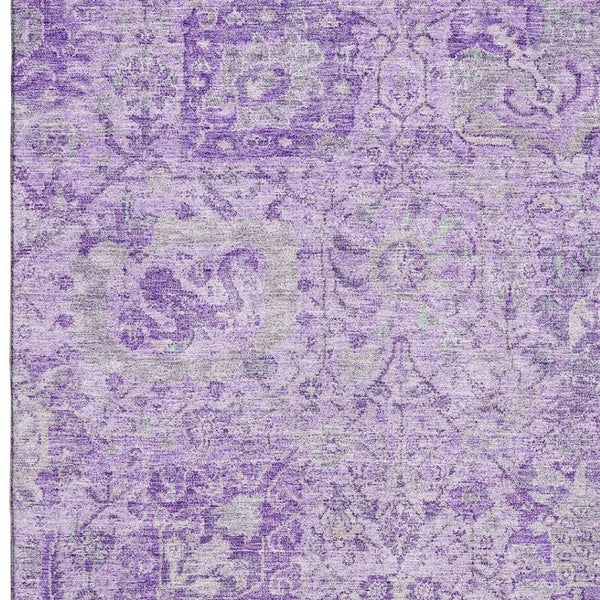 HomeRoots 8' X 10' Elegant Lavender and Ivory Damask Area Rug - Washable, UV Protected, Perfect for Families! 684326