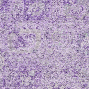 HomeRoots 9' X 12' Elegant Lavender and Ivory Damask Area Rug - Durable, Stain-Resistant, UV Protected Design 684327