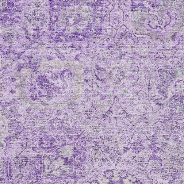 HomeRoots 9' X 12' Elegant Lavender and Ivory Damask Area Rug - Durable, Stain-Resistant, UV Protected Design 684327