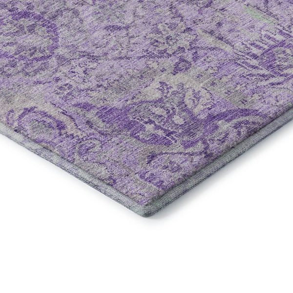 HomeRoots 10' X 14' Elegant Lavender & Ivory Damask Area Rug - Washable, UV Protected, Pet-Friendly Decor 684328