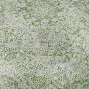 HomeRoots 8' Mint Green Gray Ivory Damask Round Rug - Stylish, Washable, UV Protected for Busy Homes! 684331