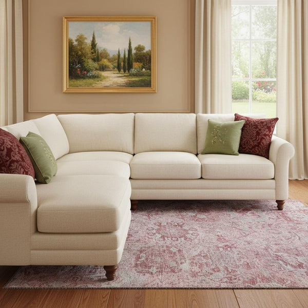HomeRoots 10' Pink Gray Ivory Damask Area Rug - Washable, UV Protected, Durable Design for Family Spaces 684340